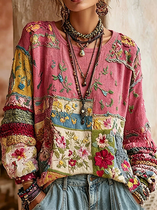 Sweatshirt Décontracté Femme Rose Imprimé Floral