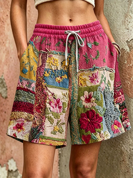 Short Décontracté Femme Rose Imprimé Floral