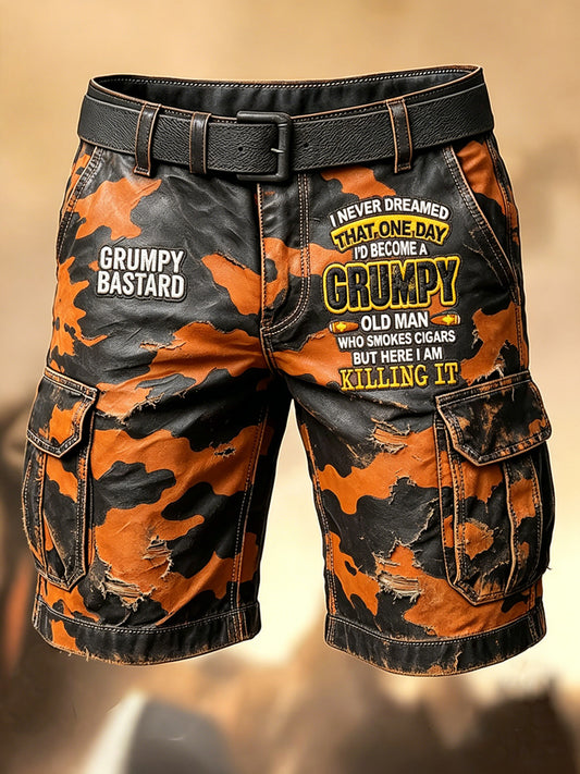 Shorts décontractés avec impression artistique pour hommes, style rétro, vacances, business, Old Fuckers Club