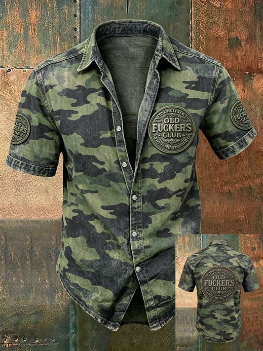 Chemise décontractée à manches courtes pour hommes, avec imprimé «Old Fuckers Club»