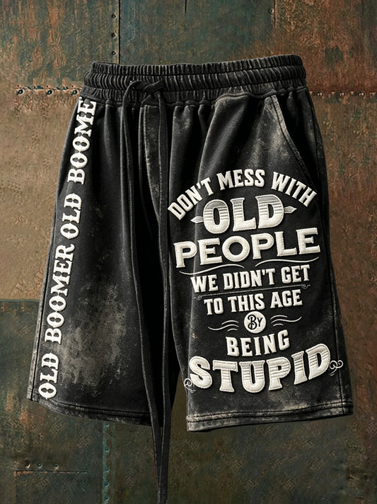 Shorts à cordon pour hommes, style vieux grognon