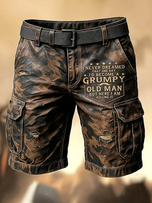 Shorts décontractés avec impression artistique pour hommes, style rétro, vacances, business, Old Fuckers Club