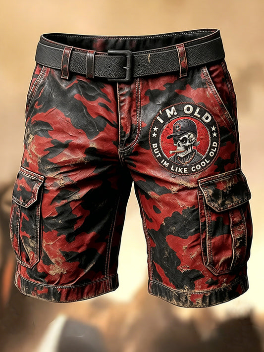 Shorts décontractés avec impression artistique pour hommes, style rétro, vacances, business, Old Fuckers Club