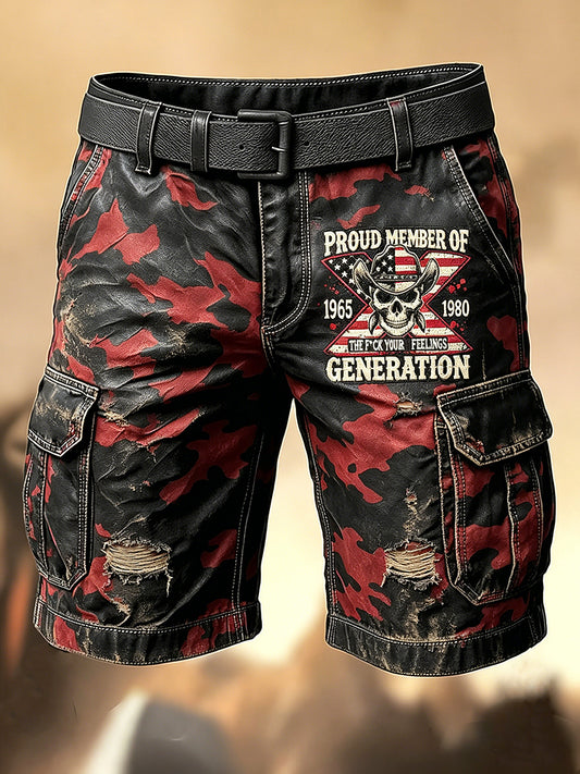Shorts décontractés avec impression artistique pour hommes, style rétro, vacances, business, Old Fuckers Club