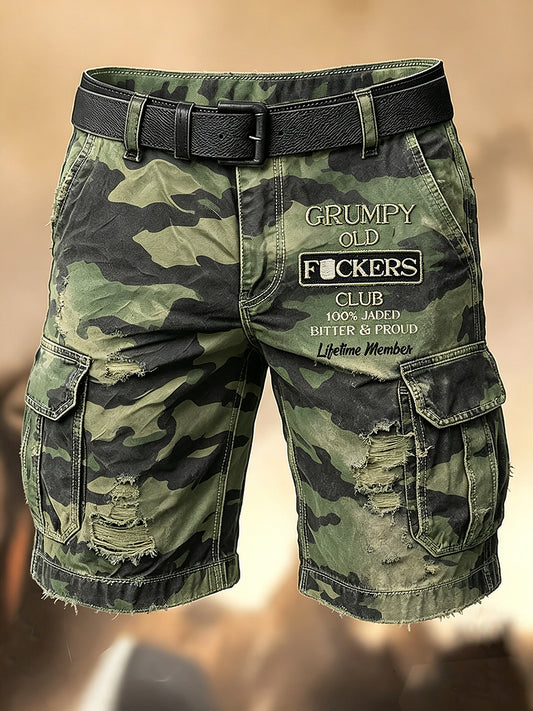 Shorts décontractés avec impression artistique pour hommes, style rétro, vacances, business, Old Fuckers Club