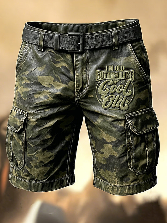 Shorts décontractés avec impression artistique pour hommes, style rétro, vacances, business, Old Fuckers Club