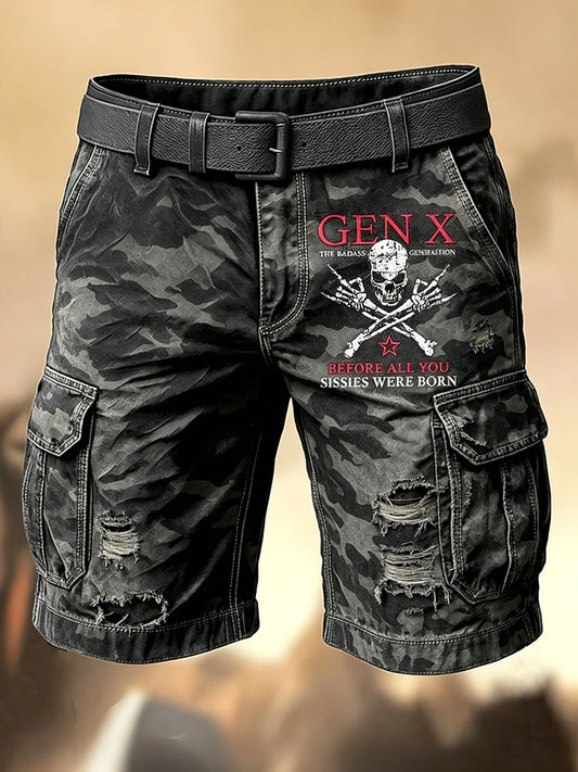 Shorts décontractés avec impression artistique pour hommes, style rétro, vacances, business, Old Fuckers Club