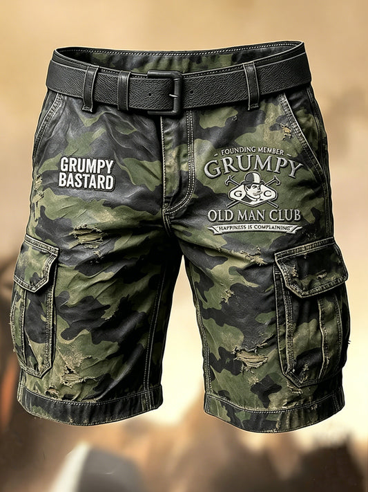 Shorts décontractés avec impression artistique pour hommes, style rétro, vacances, business, Old Fuckers Club