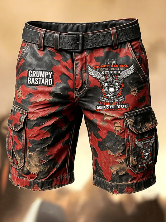 Shorts décontractés avec impression artistique pour hommes, style rétro, vacances, business, Old Fuckers Club