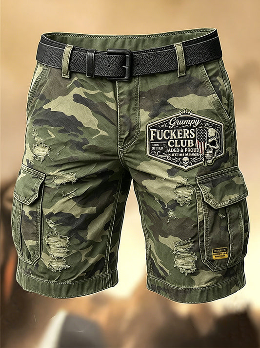 Shorts décontractés avec impression artistique pour hommes, style rétro, vacances, business, Old Fuckers Club