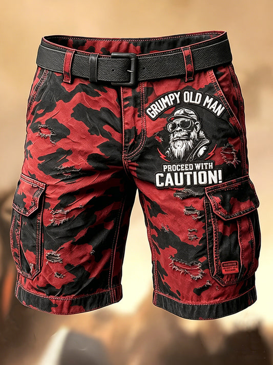 Hommes Retro Vacation Business Old Fuckers Club Art Print Casual Shorts