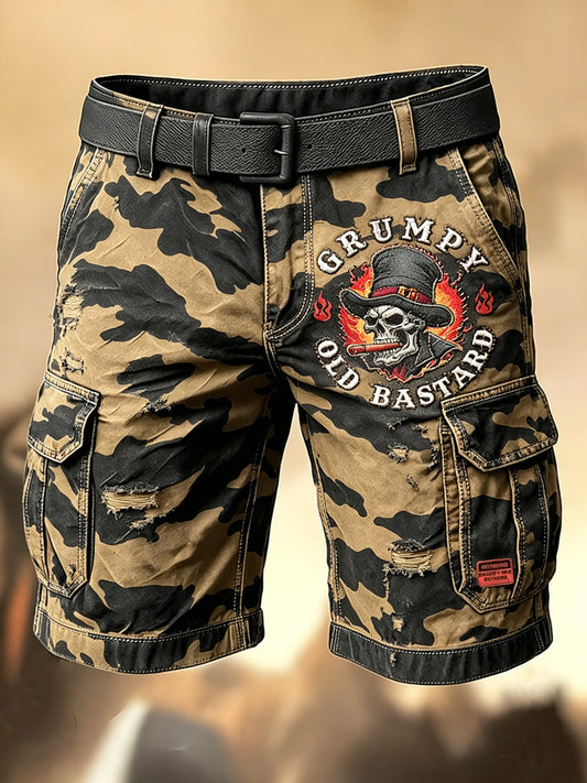 Shorts décontractés avec impression artistique pour hommes, style rétro, vacances, business, Old Fuckers Club