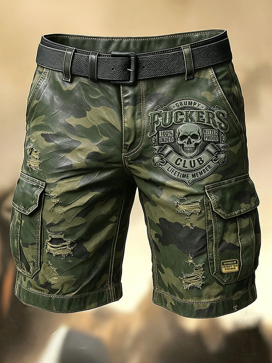 Shorts décontractés avec impression artistique pour hommes, style rétro, vacances, business, Old Fuckers Club