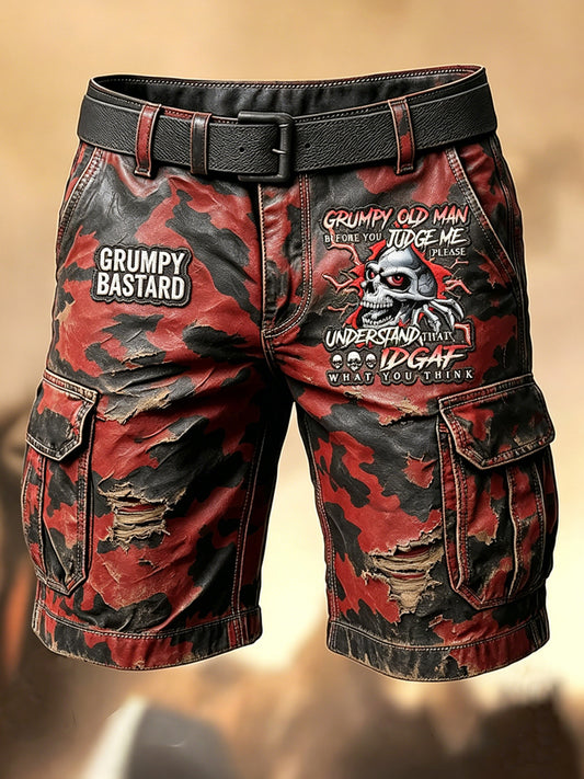 Shorts décontractés avec impression artistique pour hommes, style rétro, vacances, business, Old Fuckers Club
