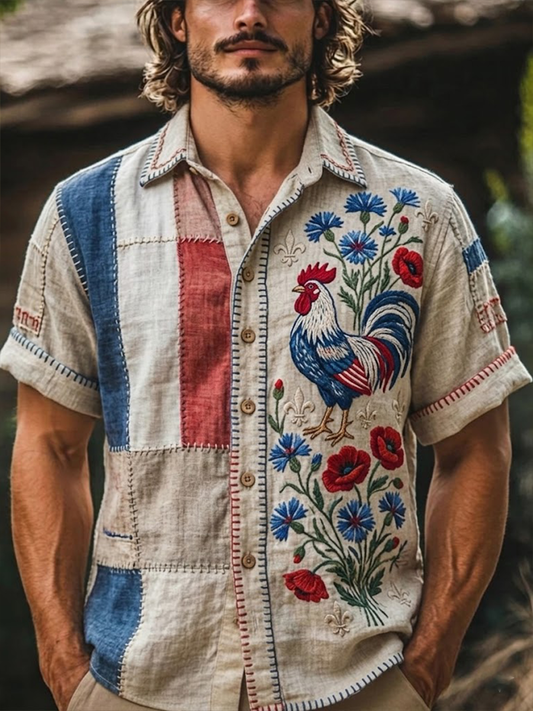 Chemise à manches courtes France Coq Gaulois pour homme
