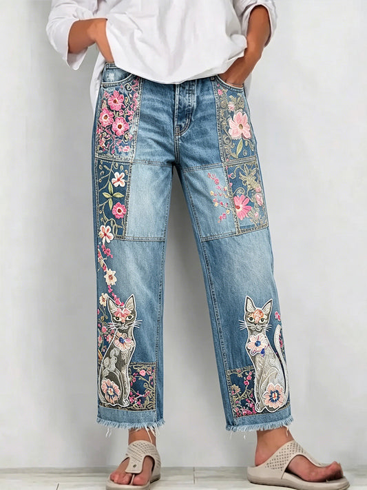 Jeans pour femmes avec imprimé d'art animalier
