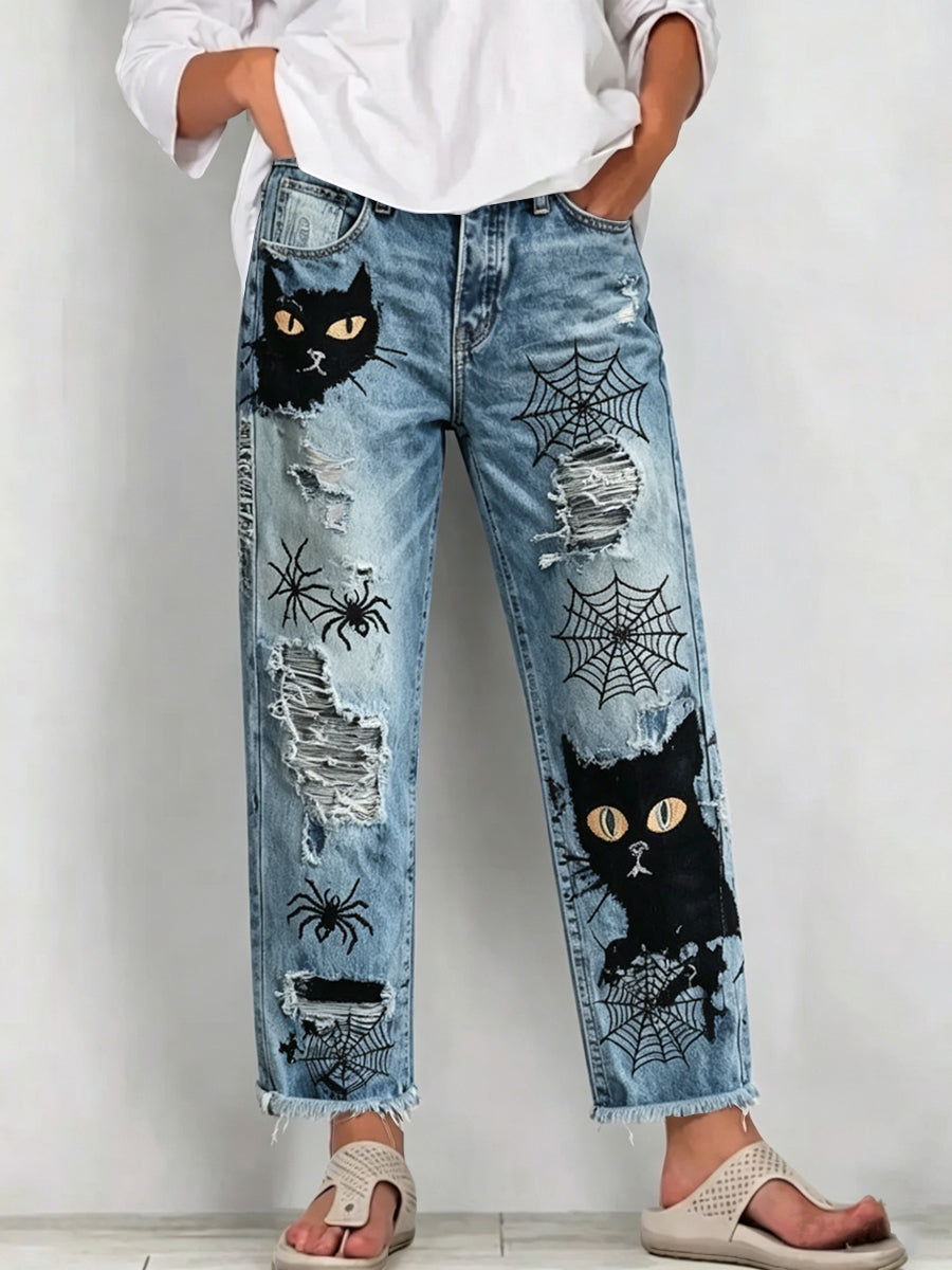 Jeans pour femmes avec imprimé d'art animalier