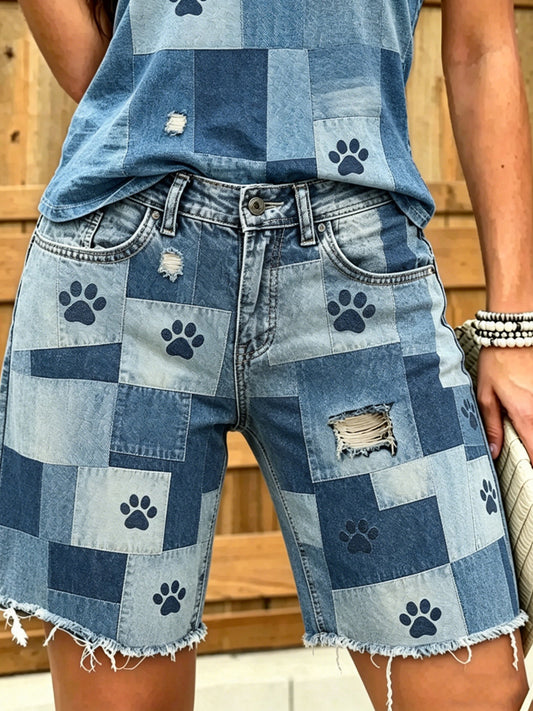 Jeans courts imprimés de l'art animal des femmes