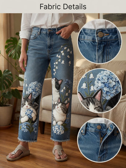 Jeans pour femmes avec imprimé d'art animalier