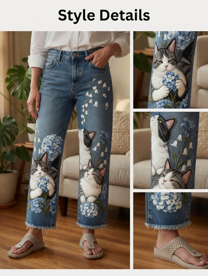 Jeans pour femmes avec imprimé d'art animalier