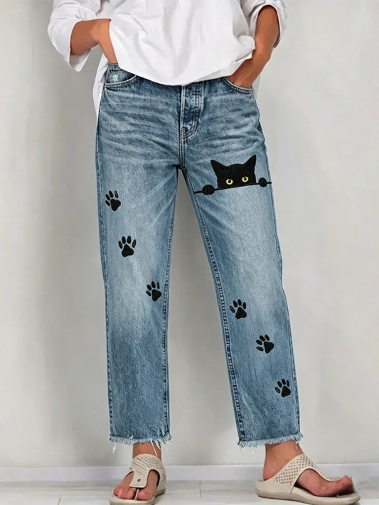 Jeans Animal Art Print Femme