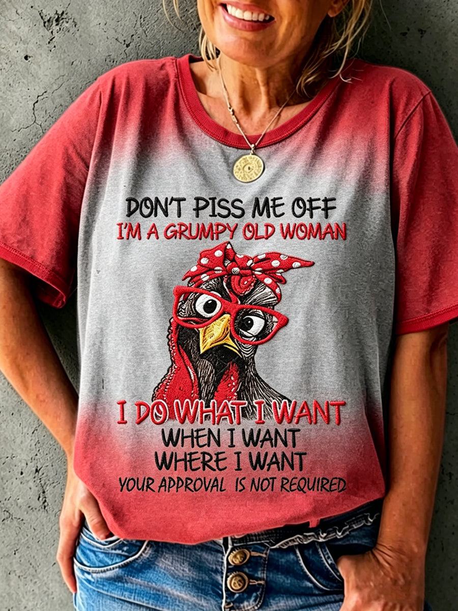 Les femmes ne pisse pas Old Peopel imprimé Vintage mode lâche T-shirt à manches courtes