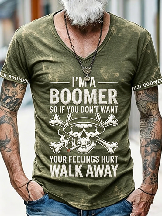 T-shirt vintage à manches courtes, ample, imprimé «Les hommes, ne provoquez pas les personnes âgées », mode vintage