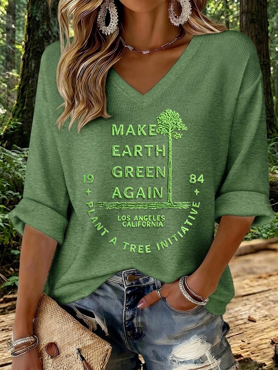 T-shirt Make Earth Green Again Waffle Femme