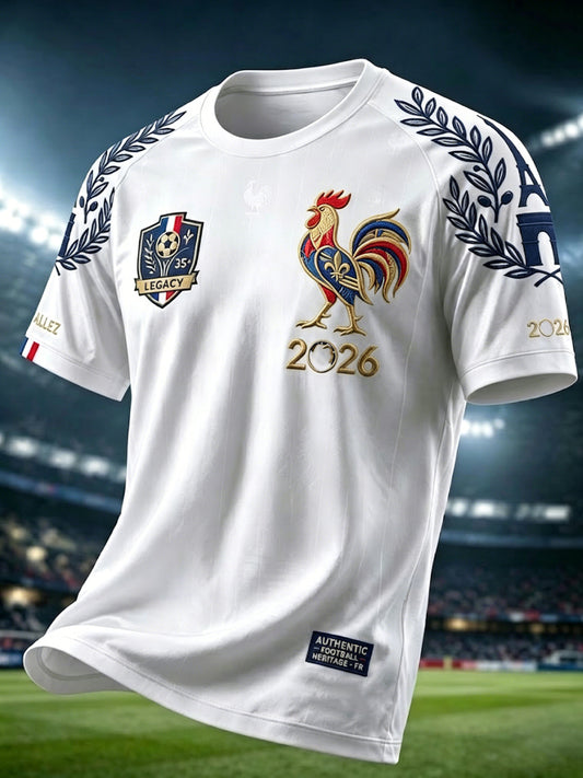 T-shirt décontracté avec motif football rétro français 2026
