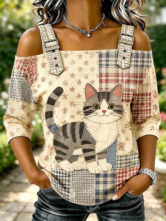 T-shirt imprimé patchwork animal et floral de la mode des femmes