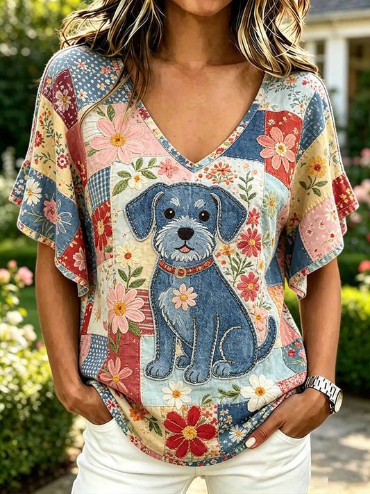 T-shirt imprimé à motif d'art animal pour femmes