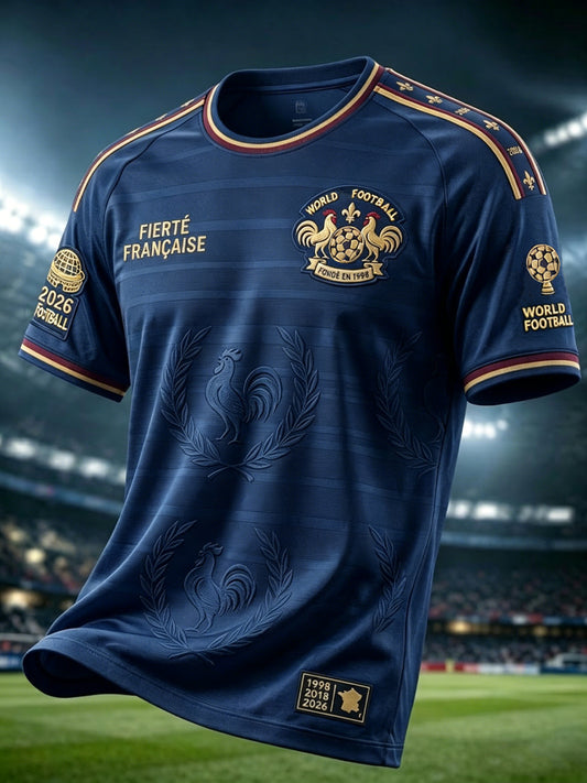 Maillot Rayé Fan de Football Rétro France 2026
