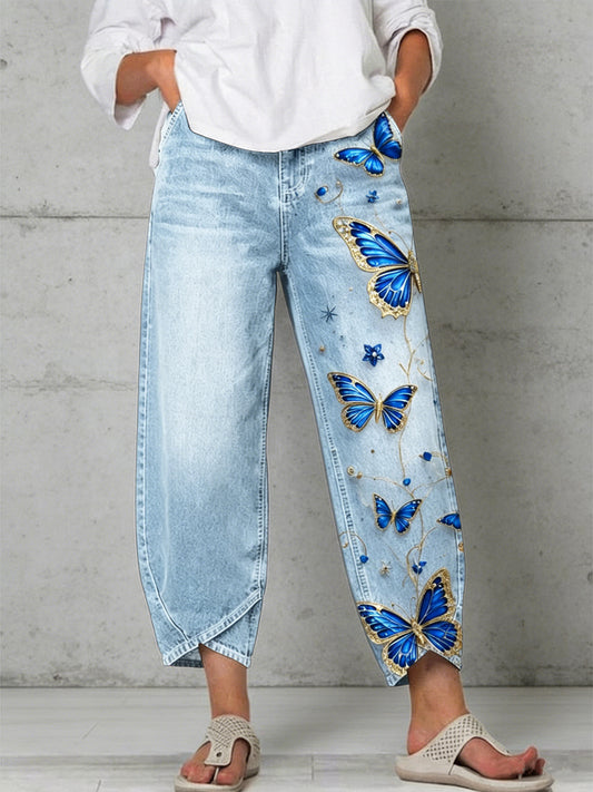Pantalon pour femme à imprimé artistique papillon