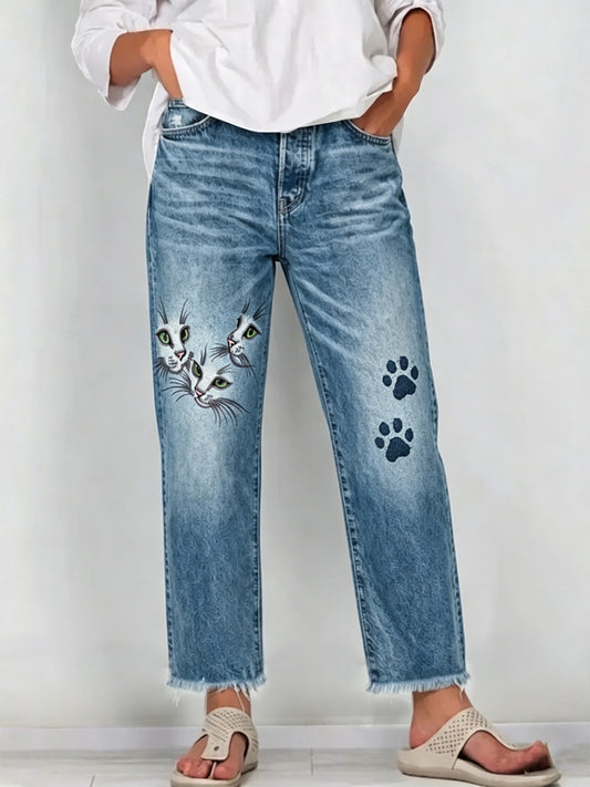 Jean à imprimé animalier pour femme