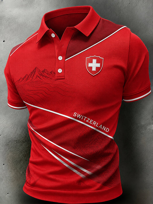 Polo à manches courtes décontracté imprimé de style d'affaires pour hommes