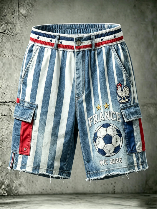 Short cargo français de football pour hommes