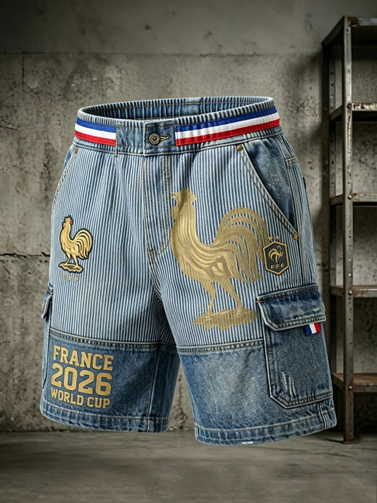 Short cargo français de football pour hommes