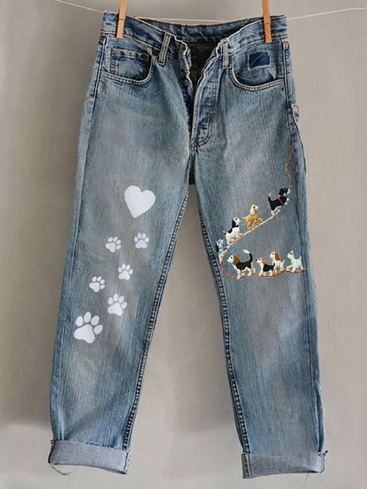 Chien Art Print Pantalon décontracté pour femmes