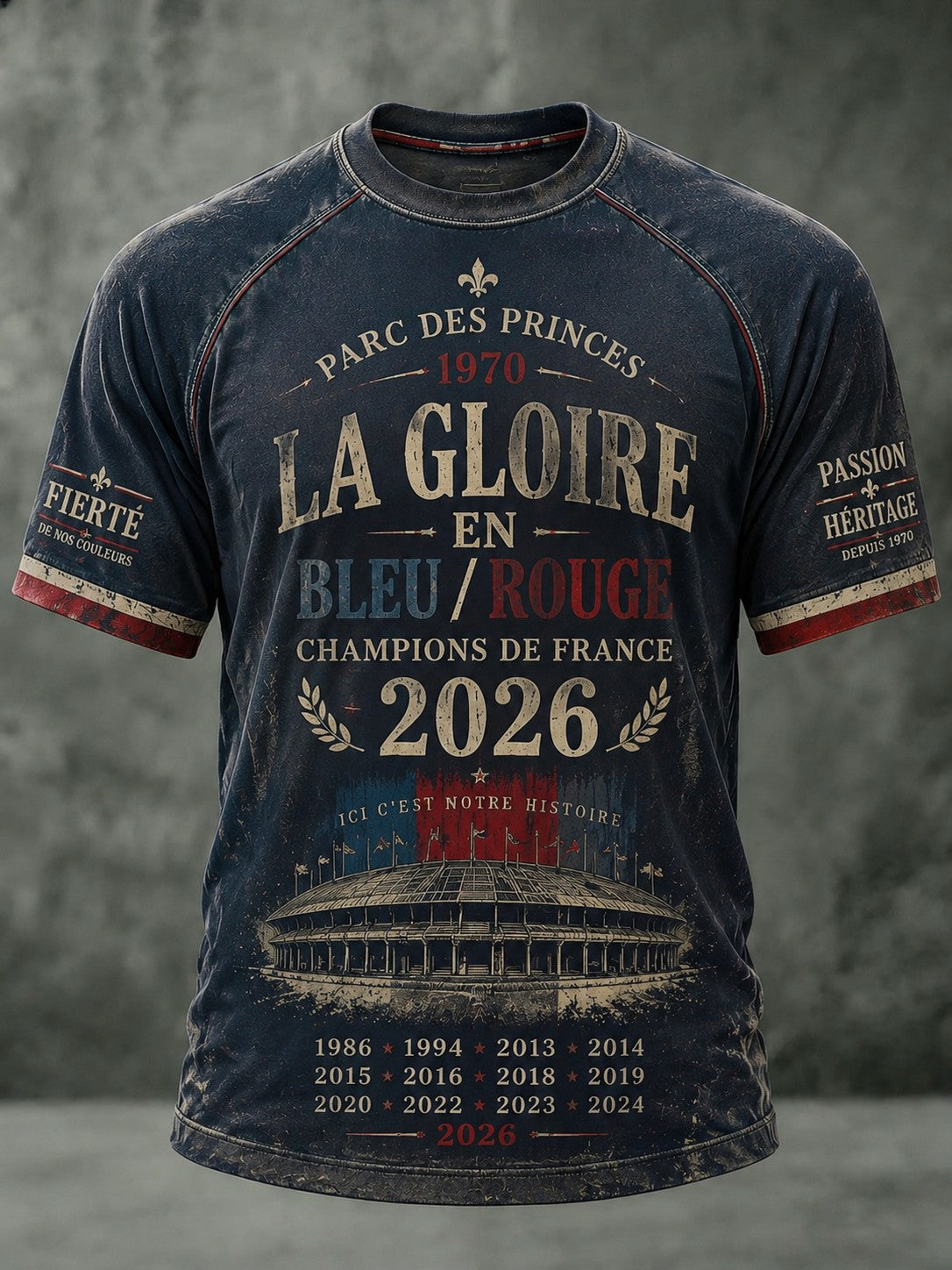 T-shirt homme La Gloire en Bleu Rouge à imprimé footballistique