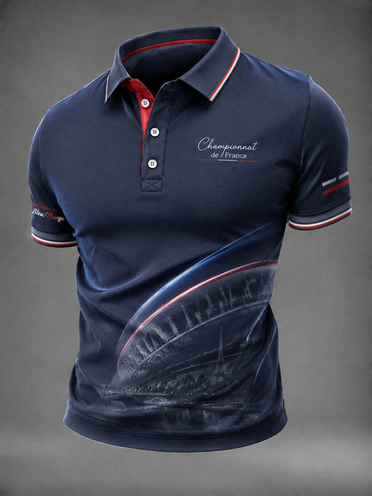Chemise pour homme La Gloire en bleu et rouge, imprimée football