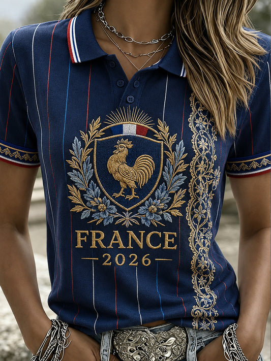 T-shirt polo de football français pour femmes