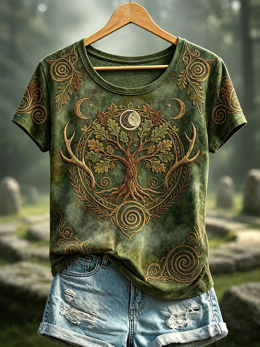 T-shirt décontracté à imprimé celtique pour femme