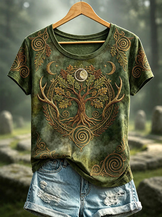 T-shirt décontracté à imprimé celtique pour femme