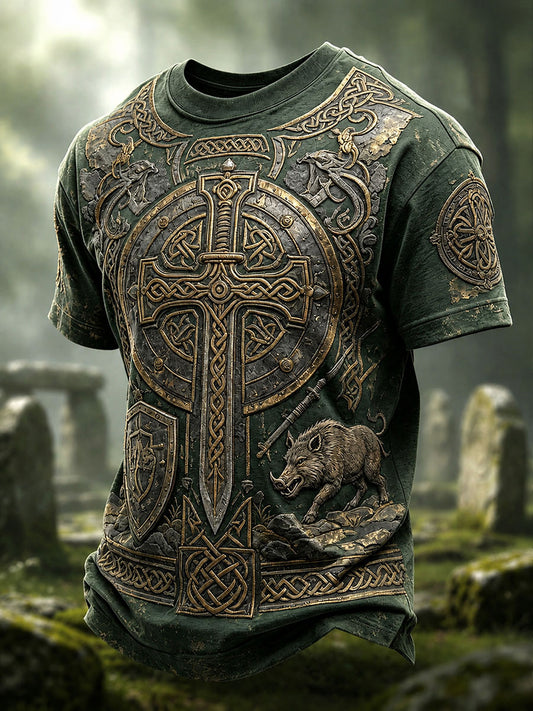 T-shirt décontracté à imprimé celtique pour homme