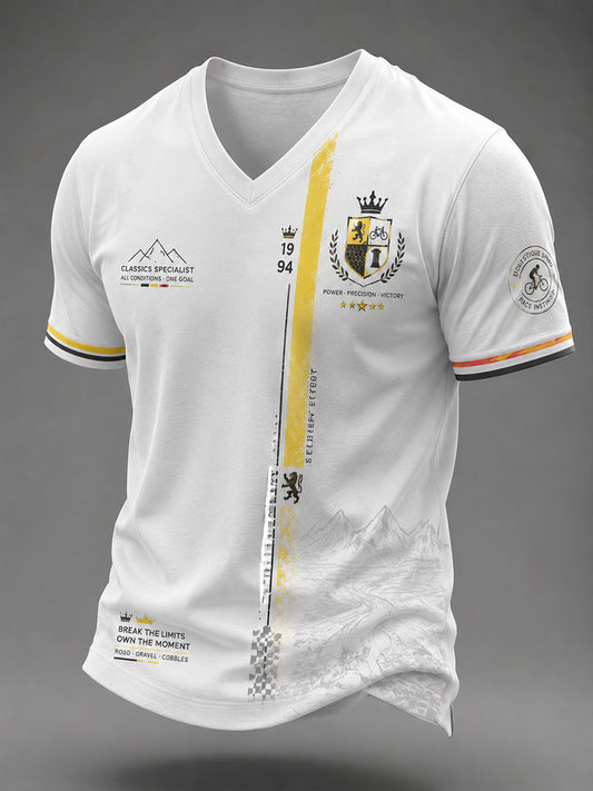 T-shirt à col en V pour course cycliste masculine
