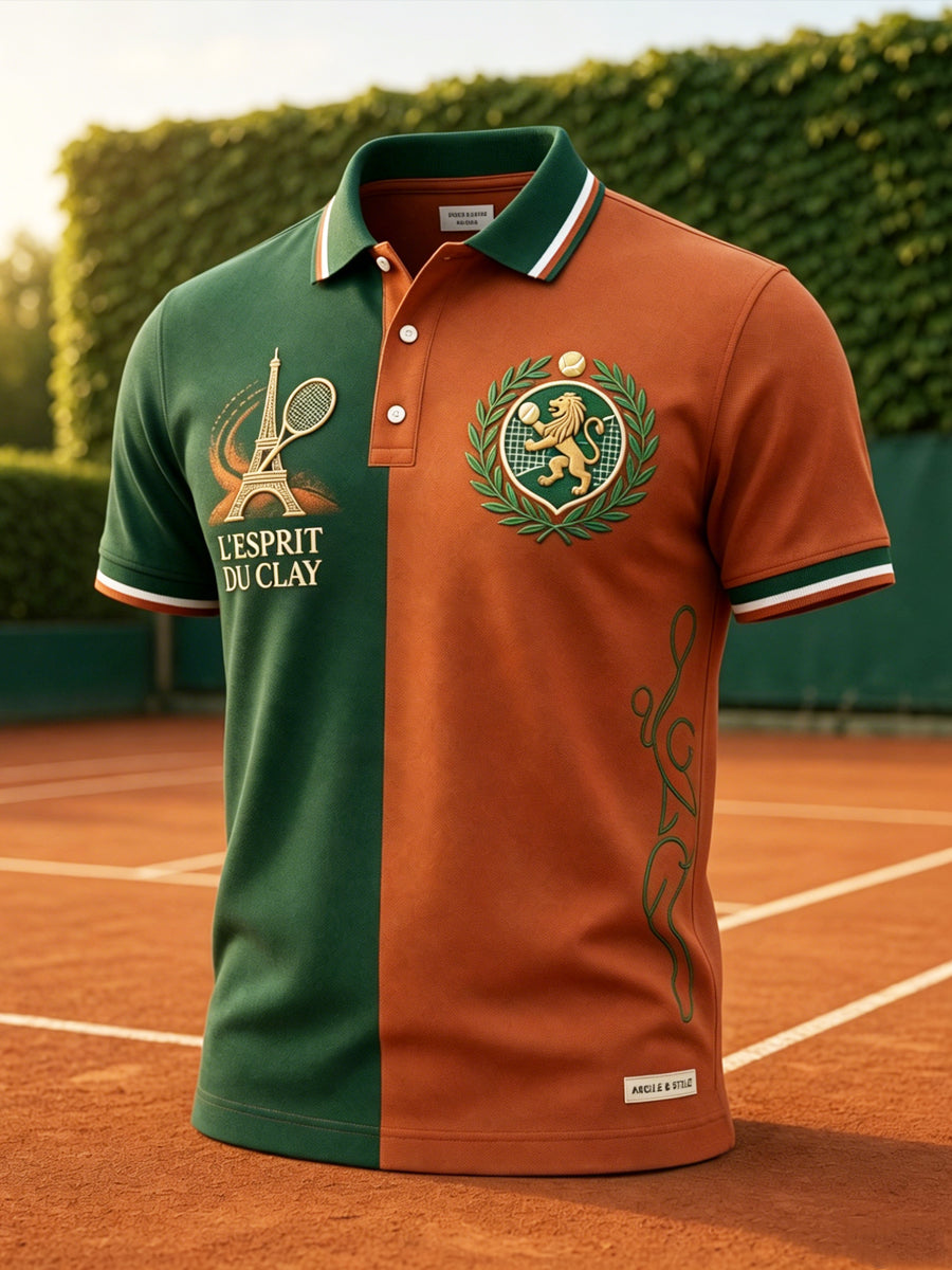 Polo décontracté en patchwork d’inspiration tennis rétro français
