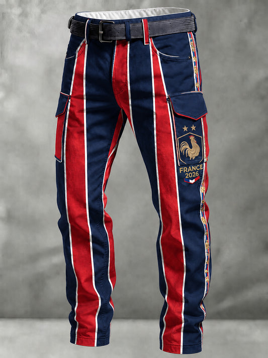 Pantalon de travail décontracté style rétro France Football pour hommes