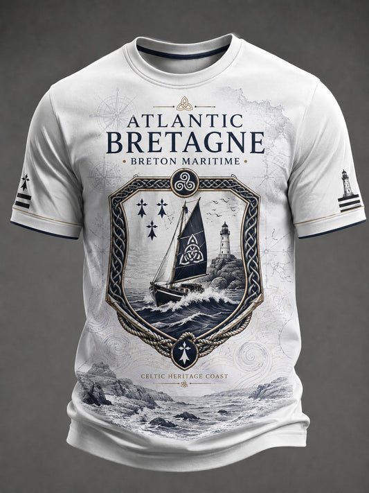 T-shirt pour hommes imprimé celtique de Bretagne, France