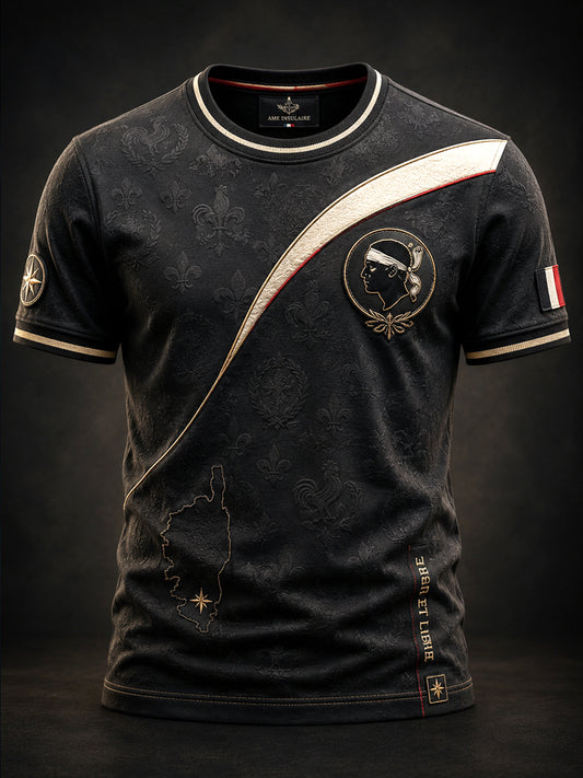 T-shirt décontracté artistique vintage à imprimé corse
