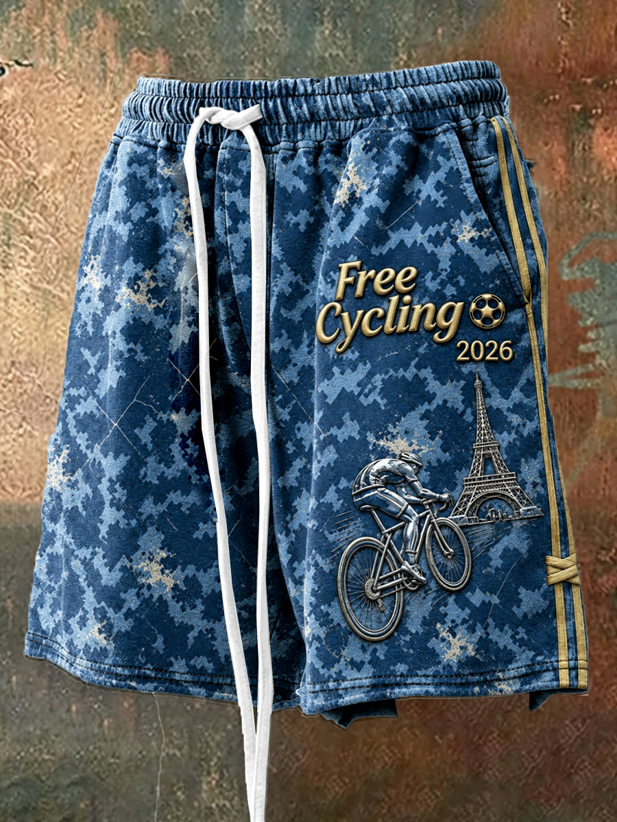 Shorts de sport décontractés à imprimé camouflage pour l’édition 2026 du Tour de France, modèle homme